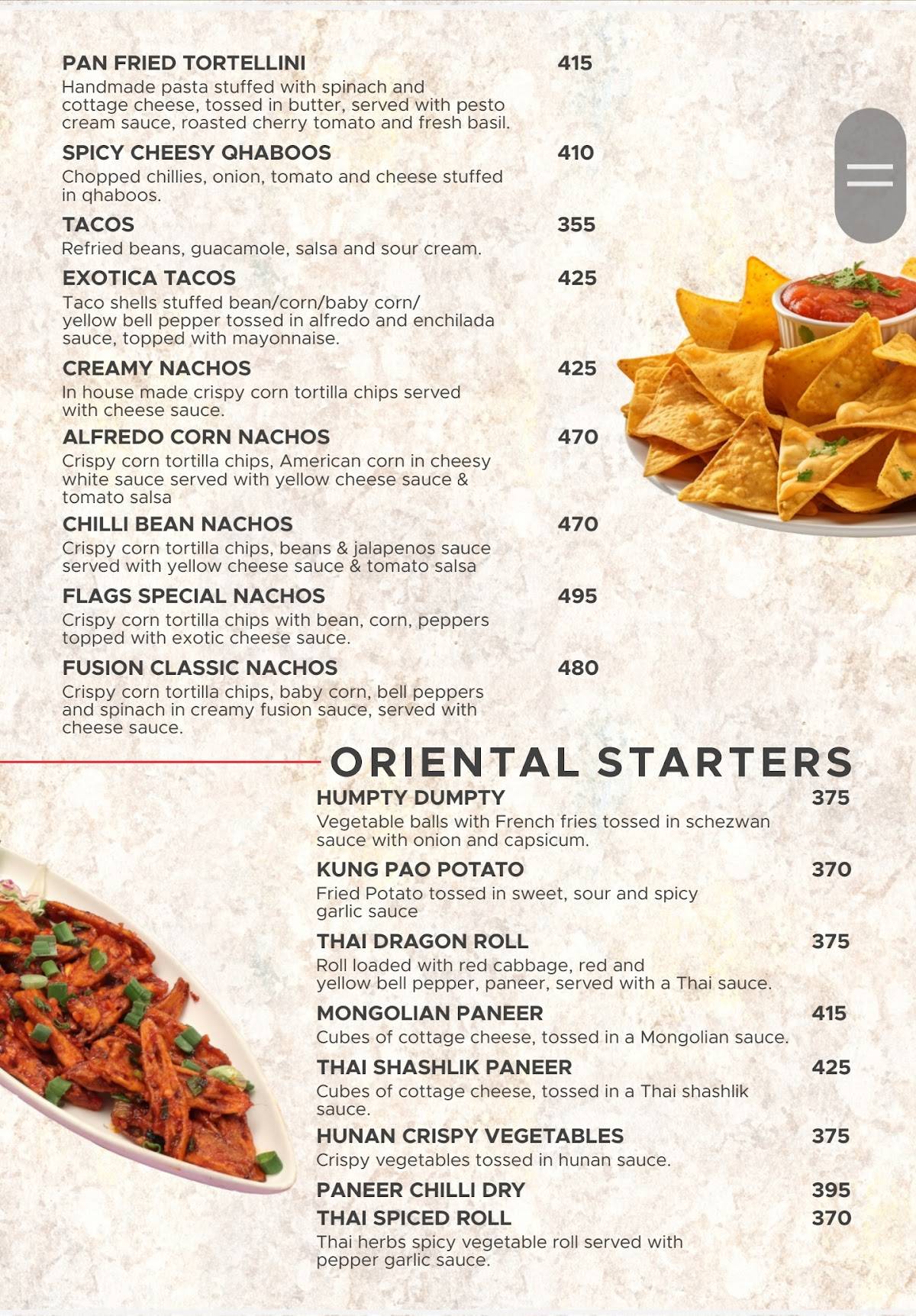 Flag's II Veg World Cuisine menu