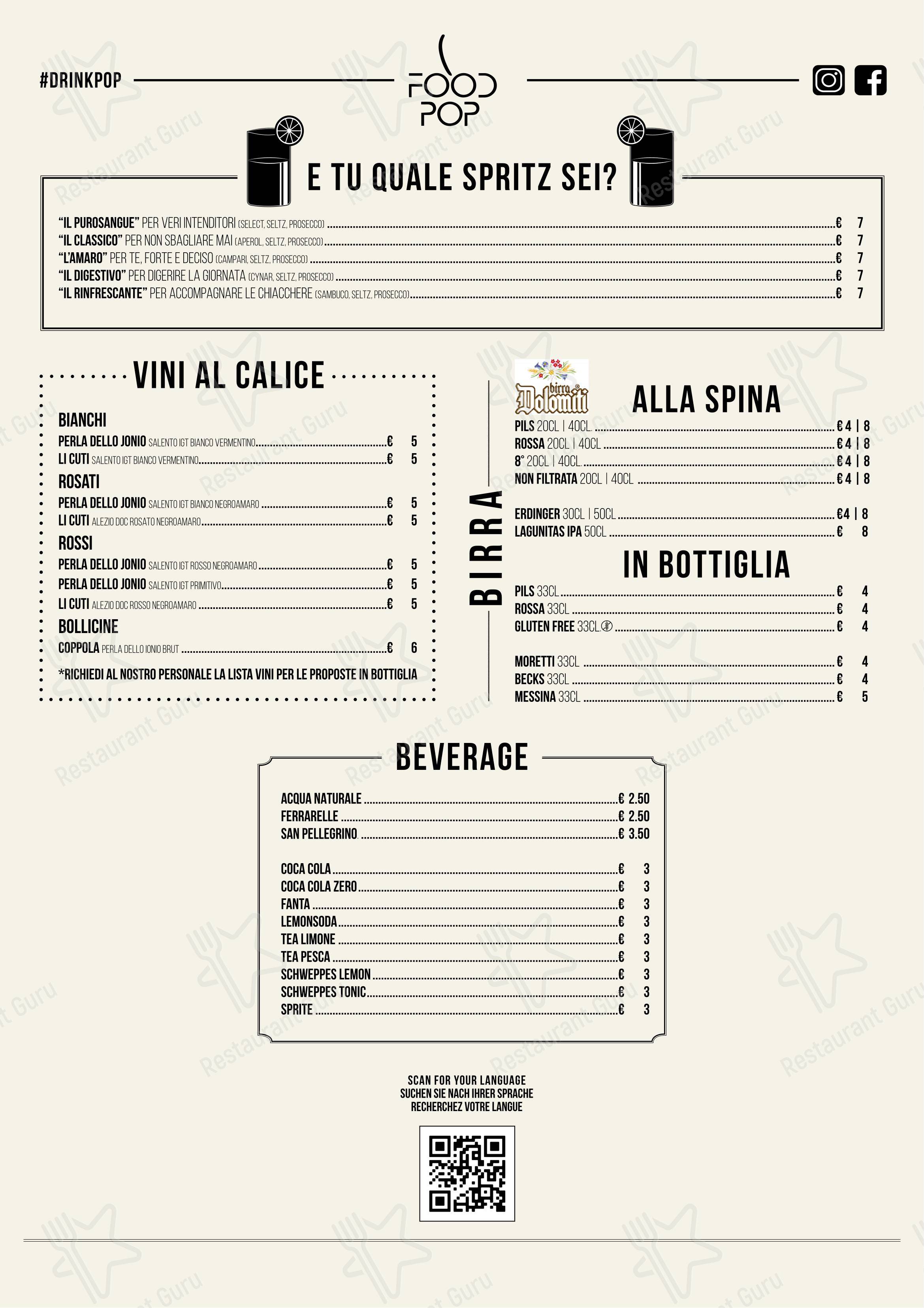 Menu per Food Pop Gallipoli ristorante