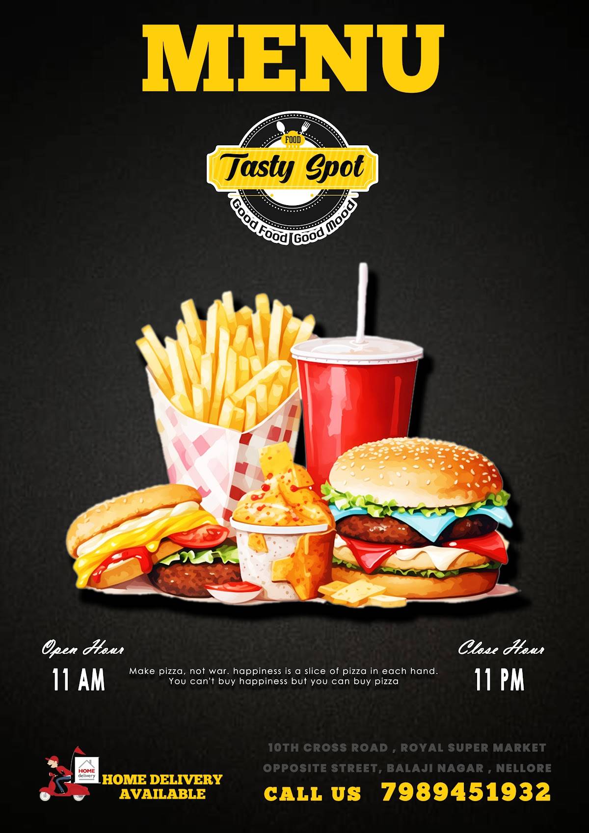 Food tasty spot menu