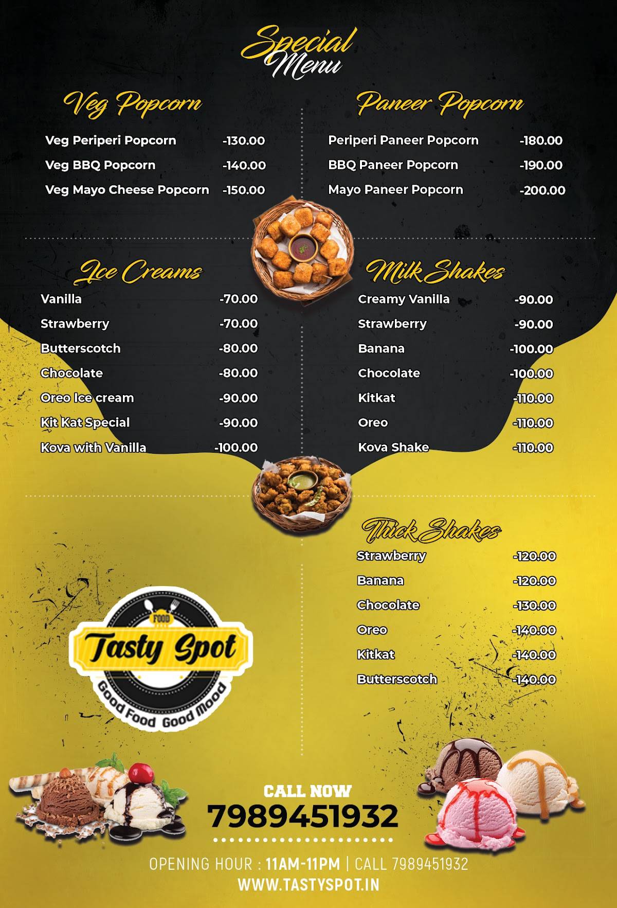Food tasty spot menu