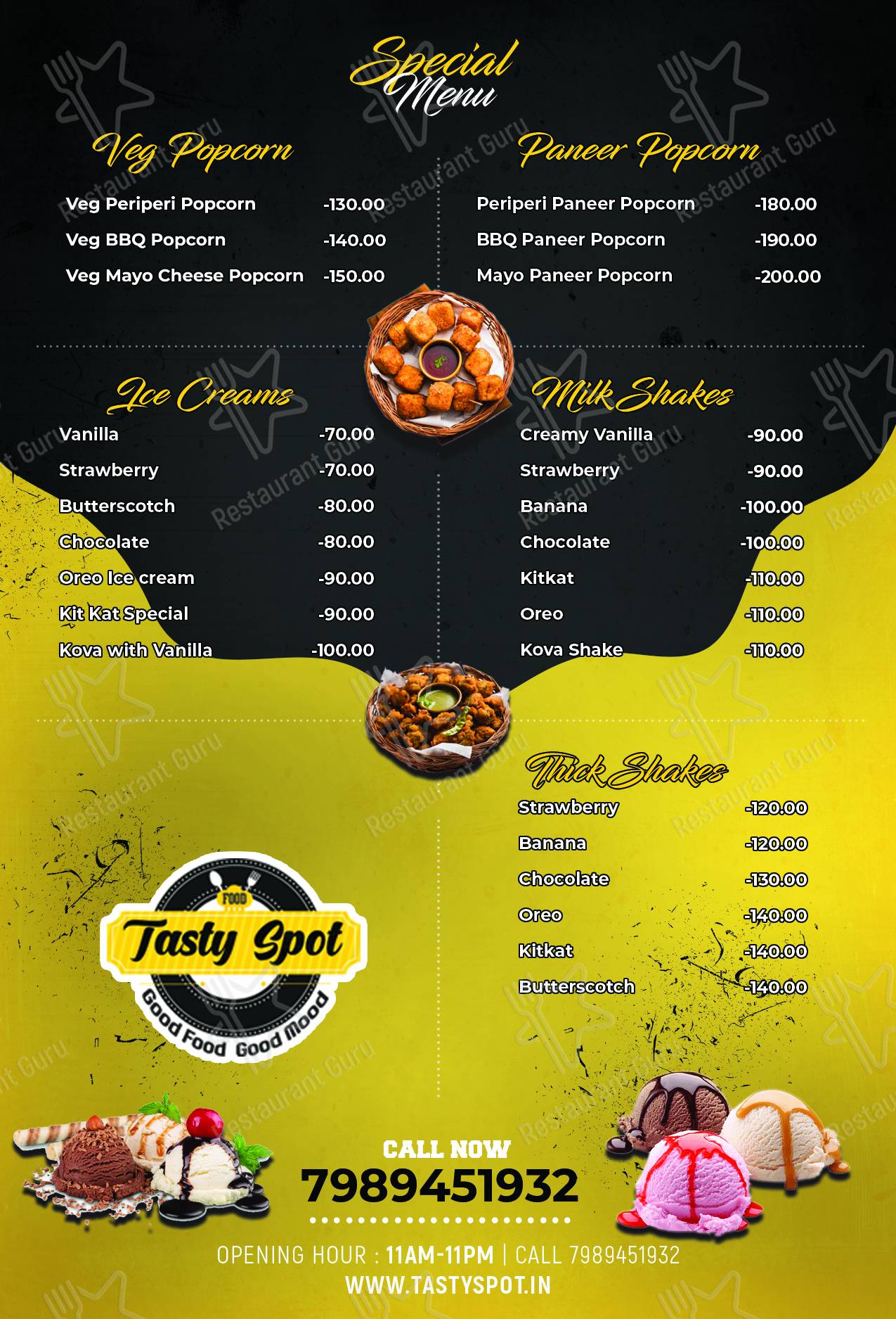 Food tasty spot menu