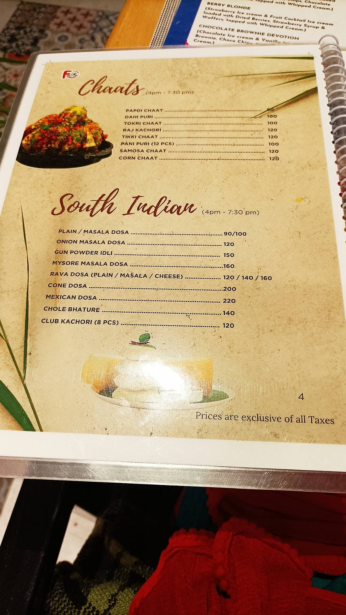 FoodceY menu