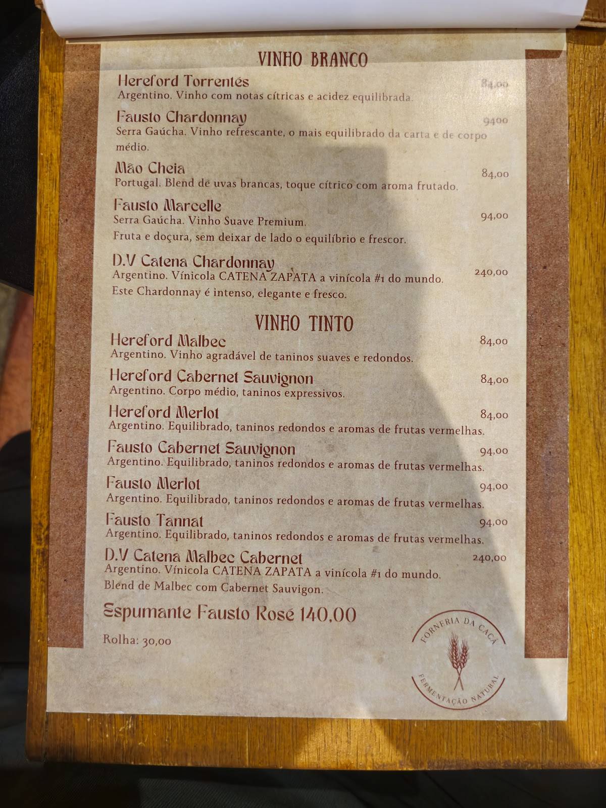 Forneria da Cacá - Pizzas Napoletanas e Pães cardápio