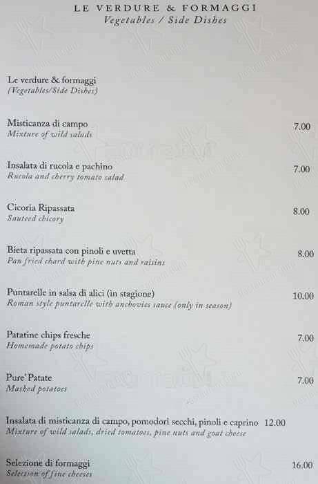 Menu di Ristorante Fortunato al Pantheon 