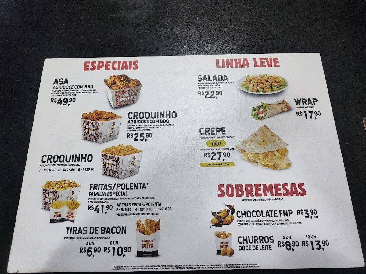 Frango no Pote cardápio