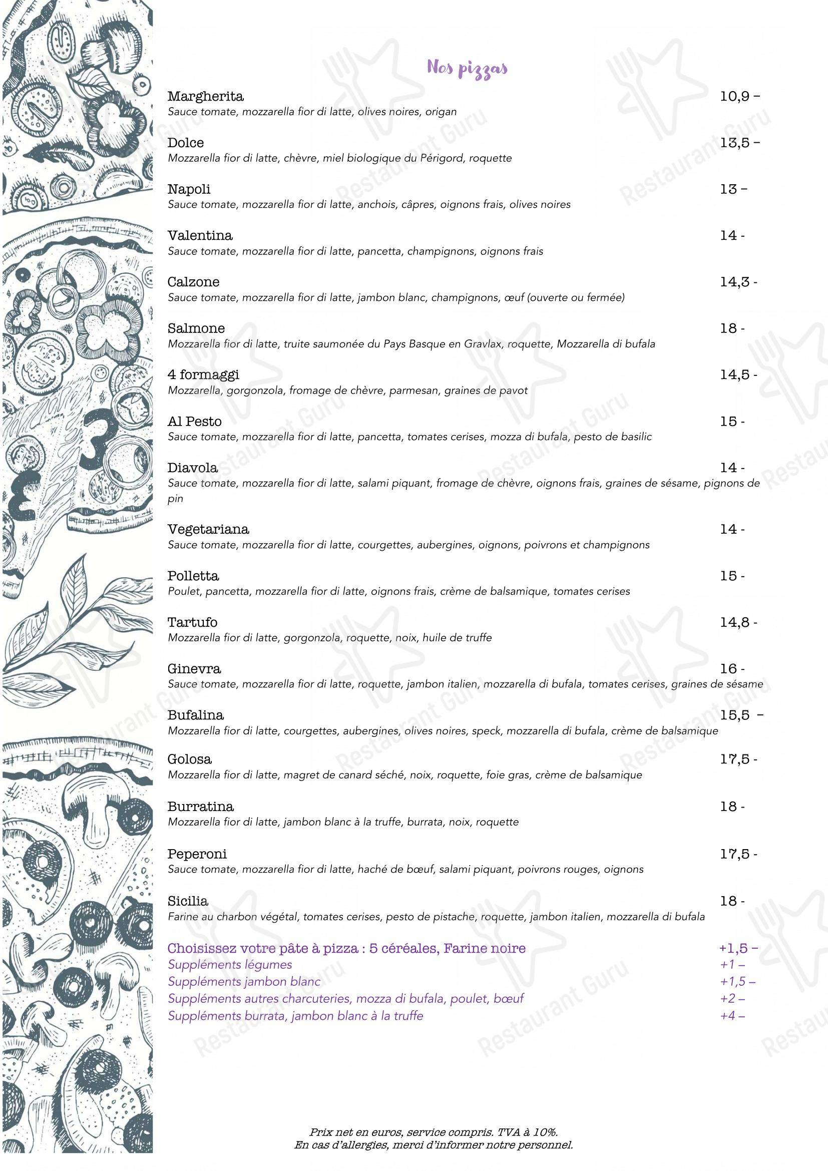 Menu pour Fratelli Restaurant & Pizzeria Tarnos - Menu