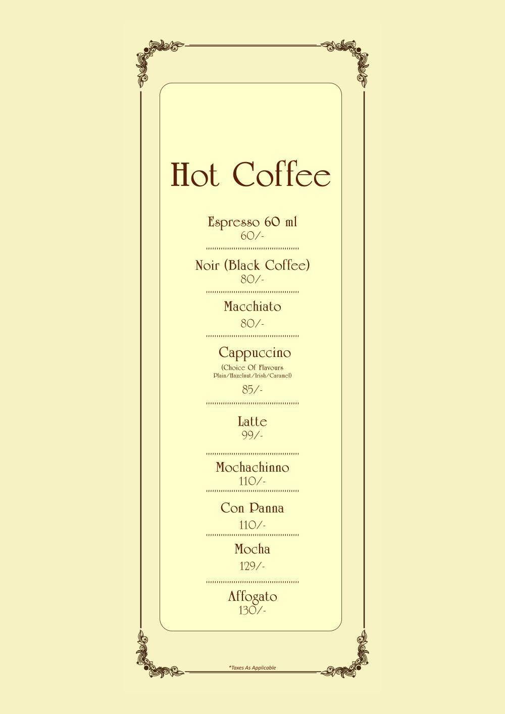 FREITO Cafe & Restaurant menu