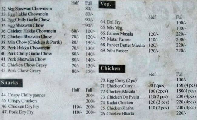 Friends kitchen menu