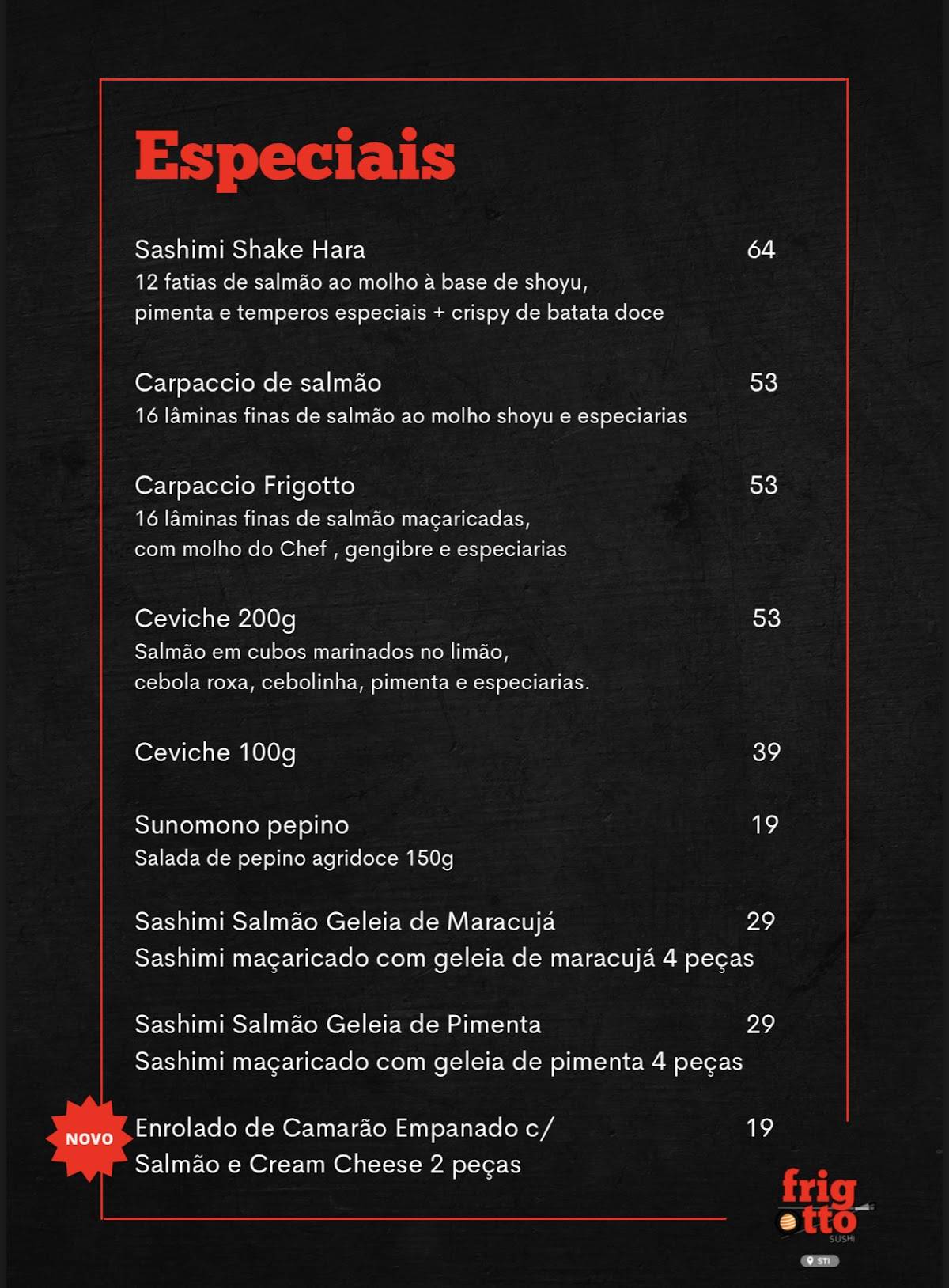 Frigotto Sushi STI cardápio