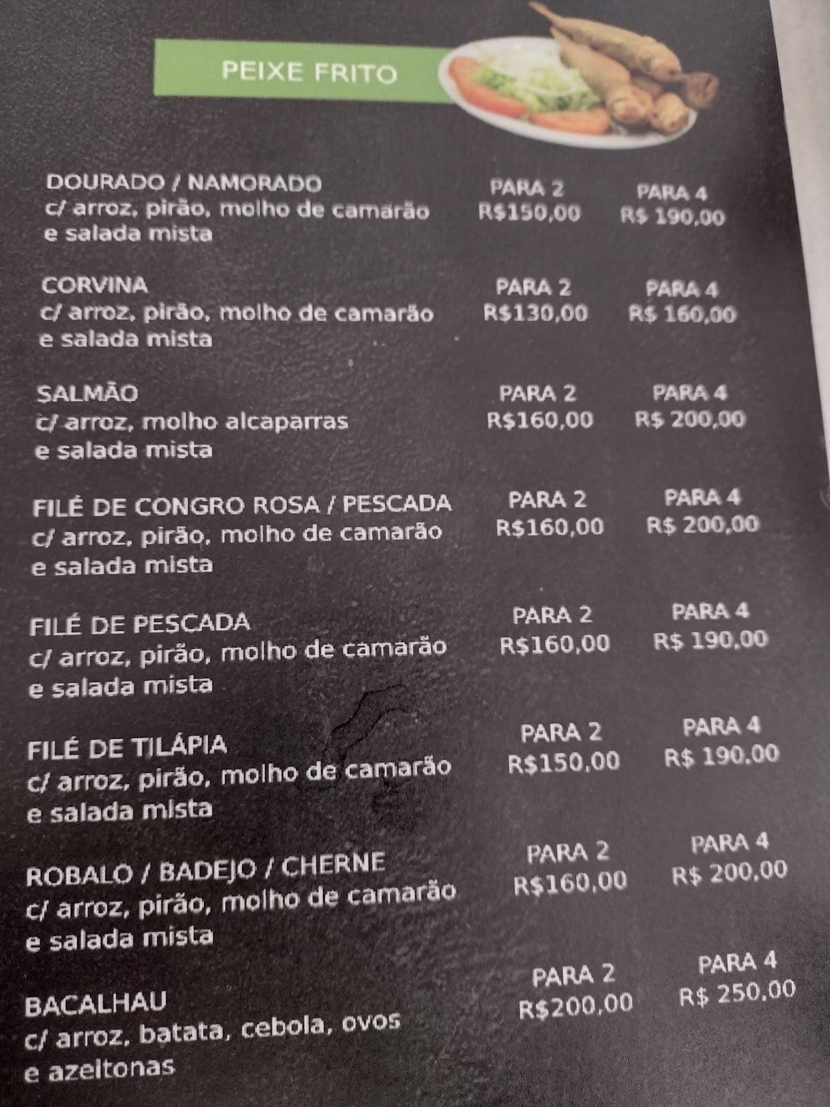 Frutos do Mar Pedro Couve cardápio