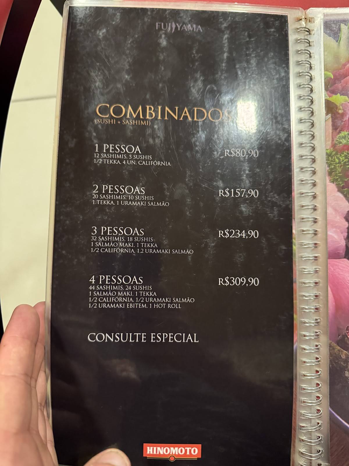 Restaurante Fujiyama cardápio