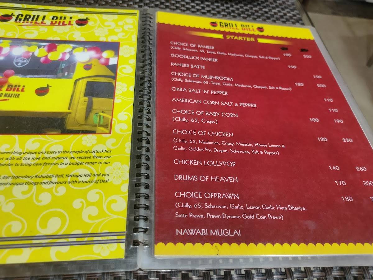 GRILL BILL BUXI BAZAR menu
