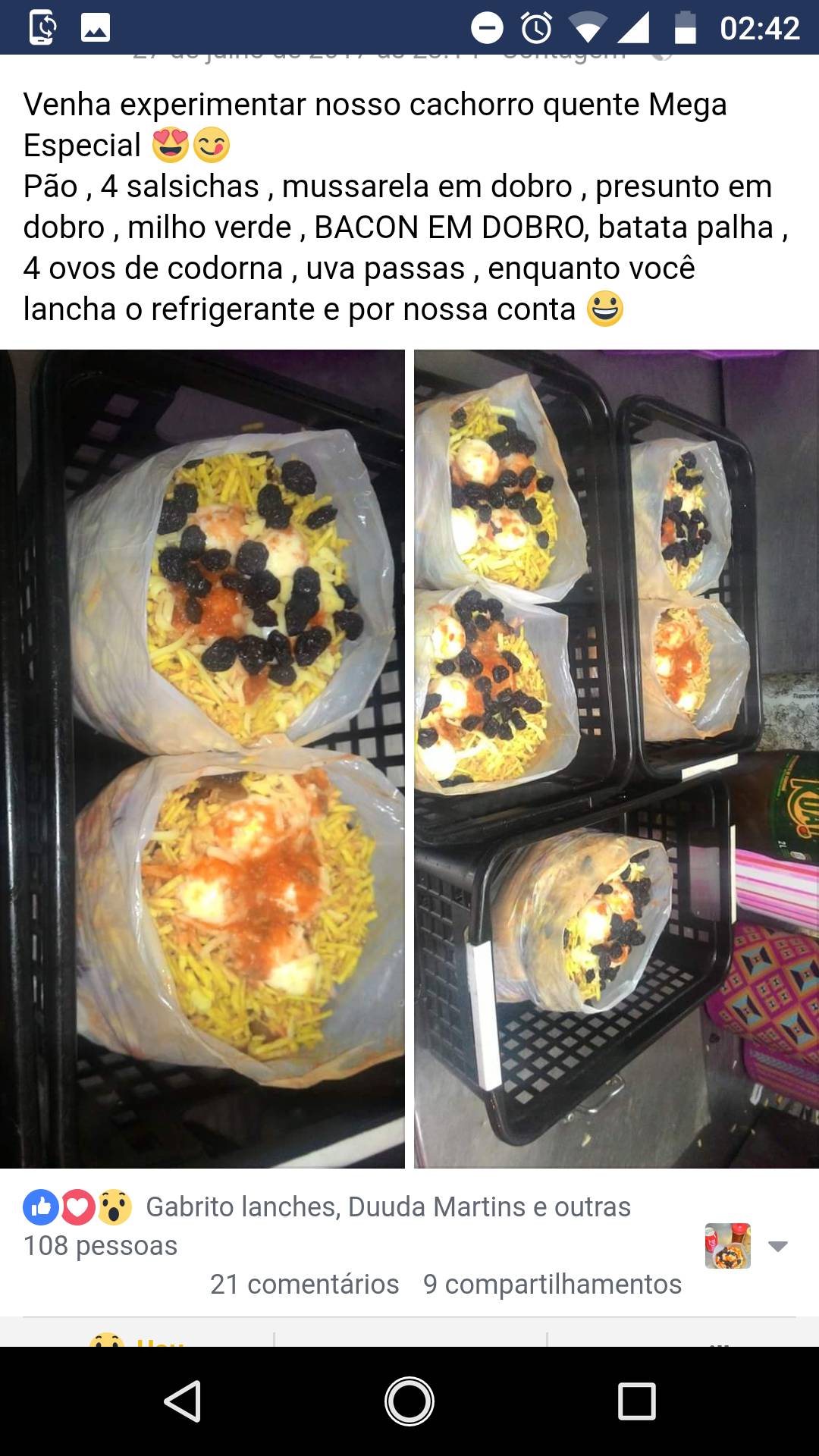 Gabrito Lanches cardápio
