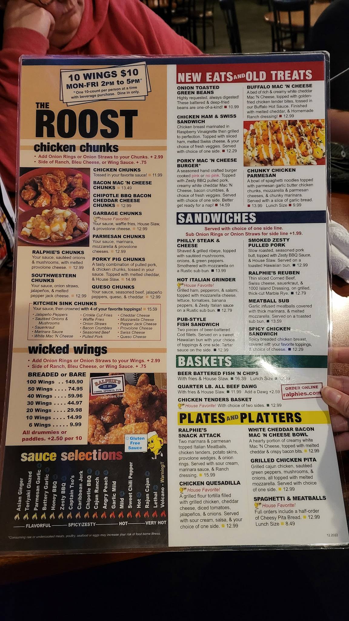 Menu at Ralphie's Sports Eatery pub & bar, Galion