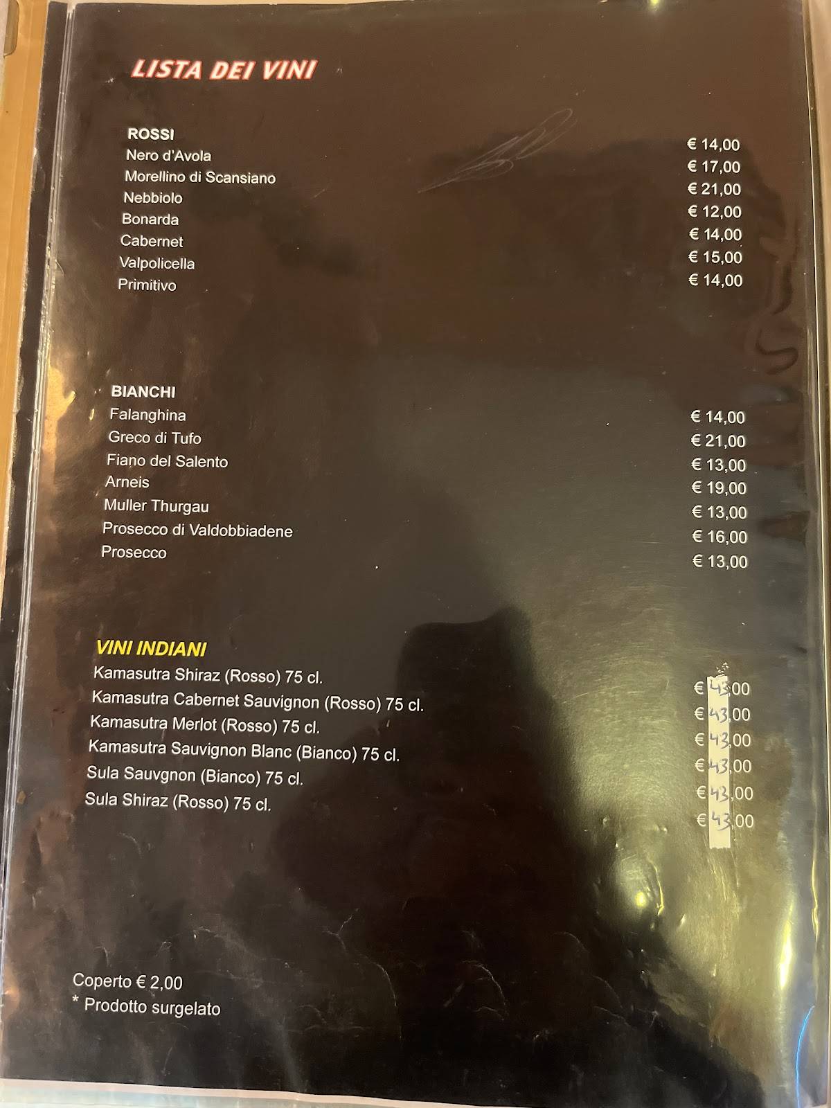 Menu di Ristorante Indiano 