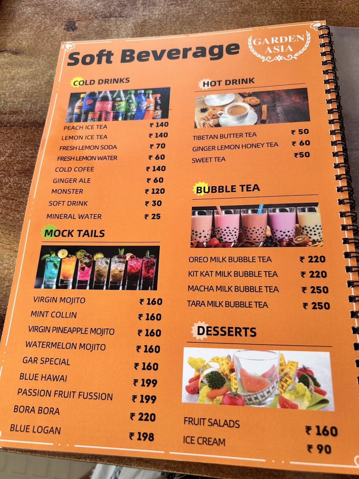 Garden Asia Restaurant menu