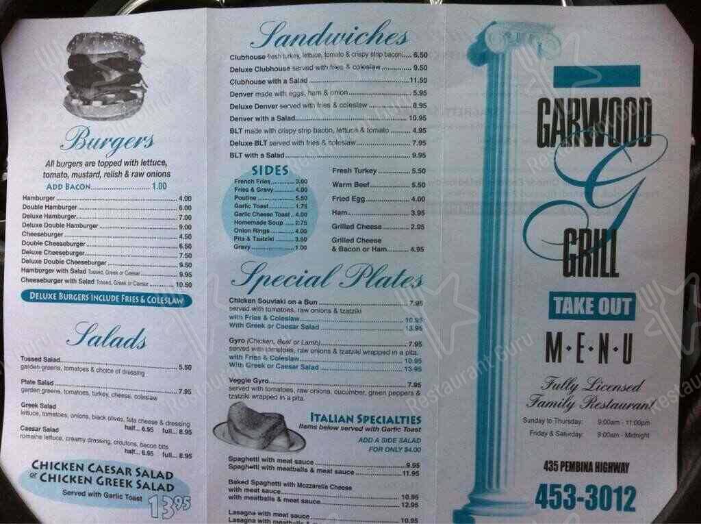 Menu de Garwood Grill