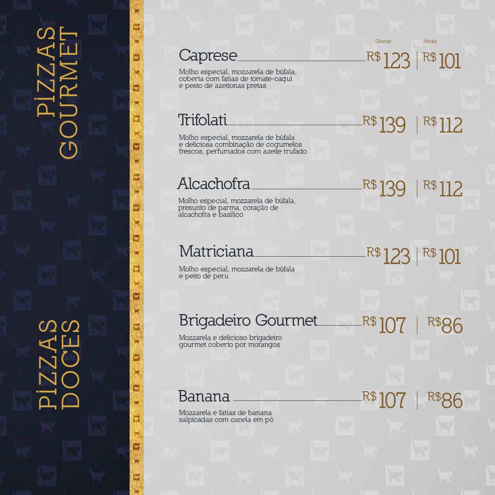 Gato Mia Pizzaria cardápio