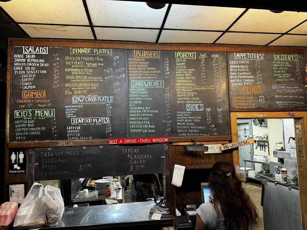 Menu at George's Southside restaurant, Baton Rouge, Highland Rd