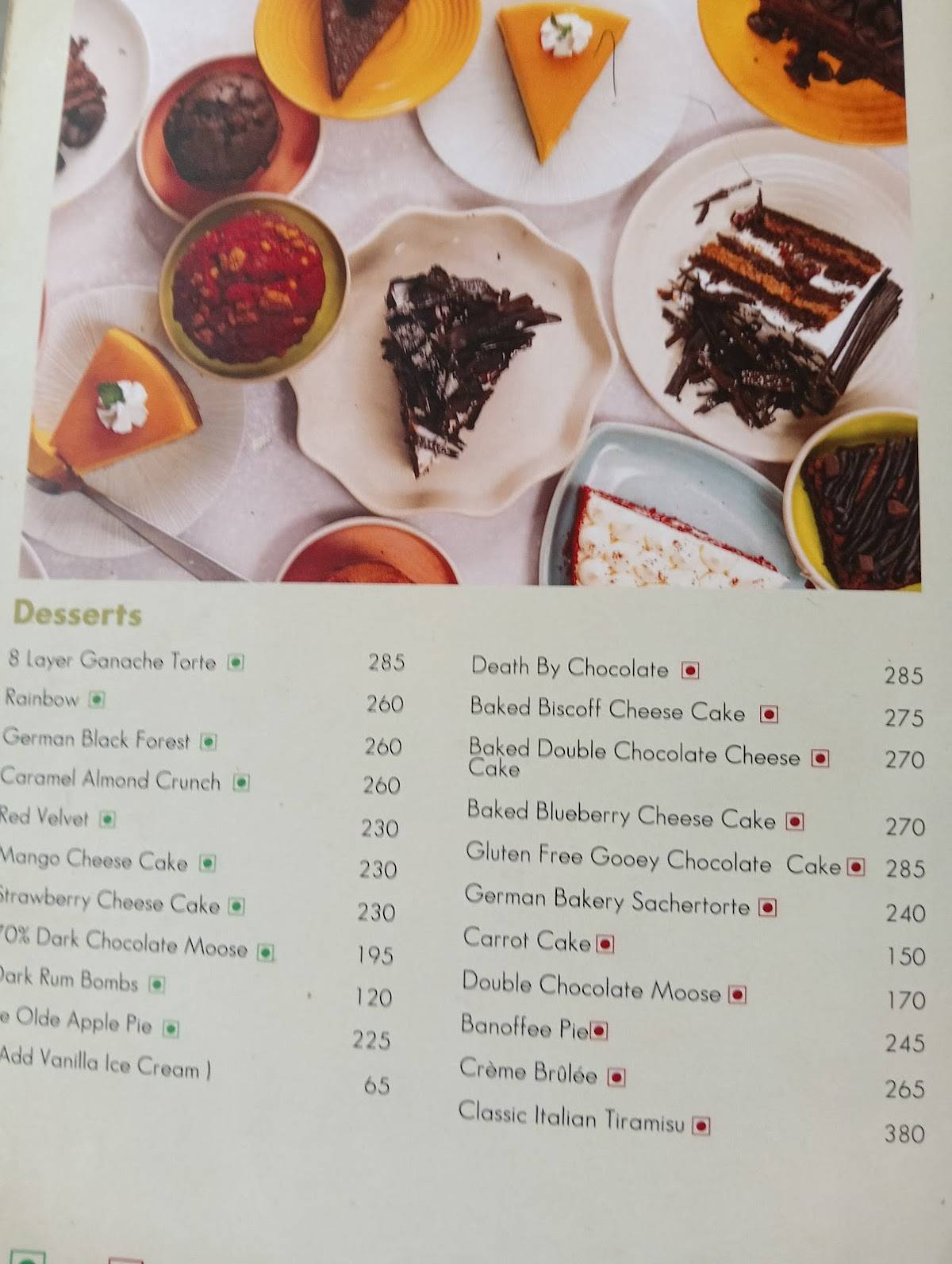 German Bakery Lonavala menu