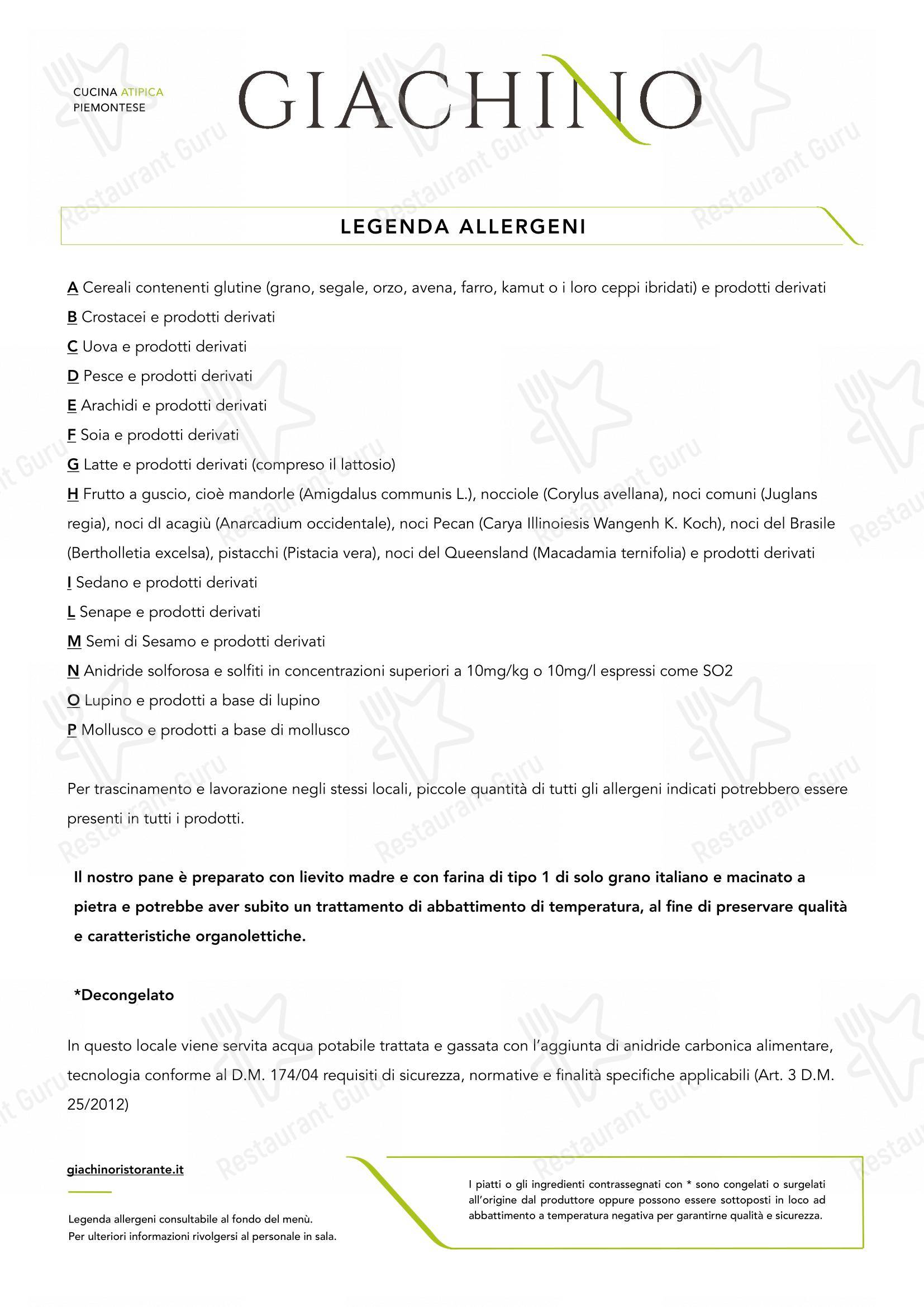 Menu per Giachino Ristorante in Chivasso