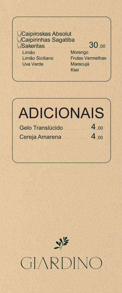 Giardino Bar e Choperia cardápio