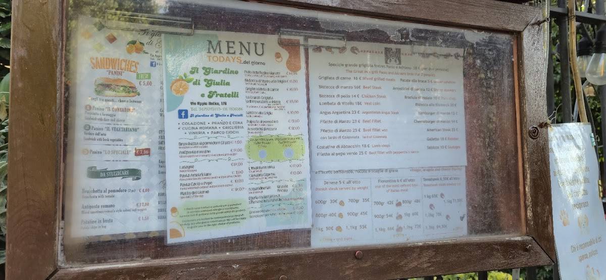 Menu di Giardino di Giulia e Fratelli 