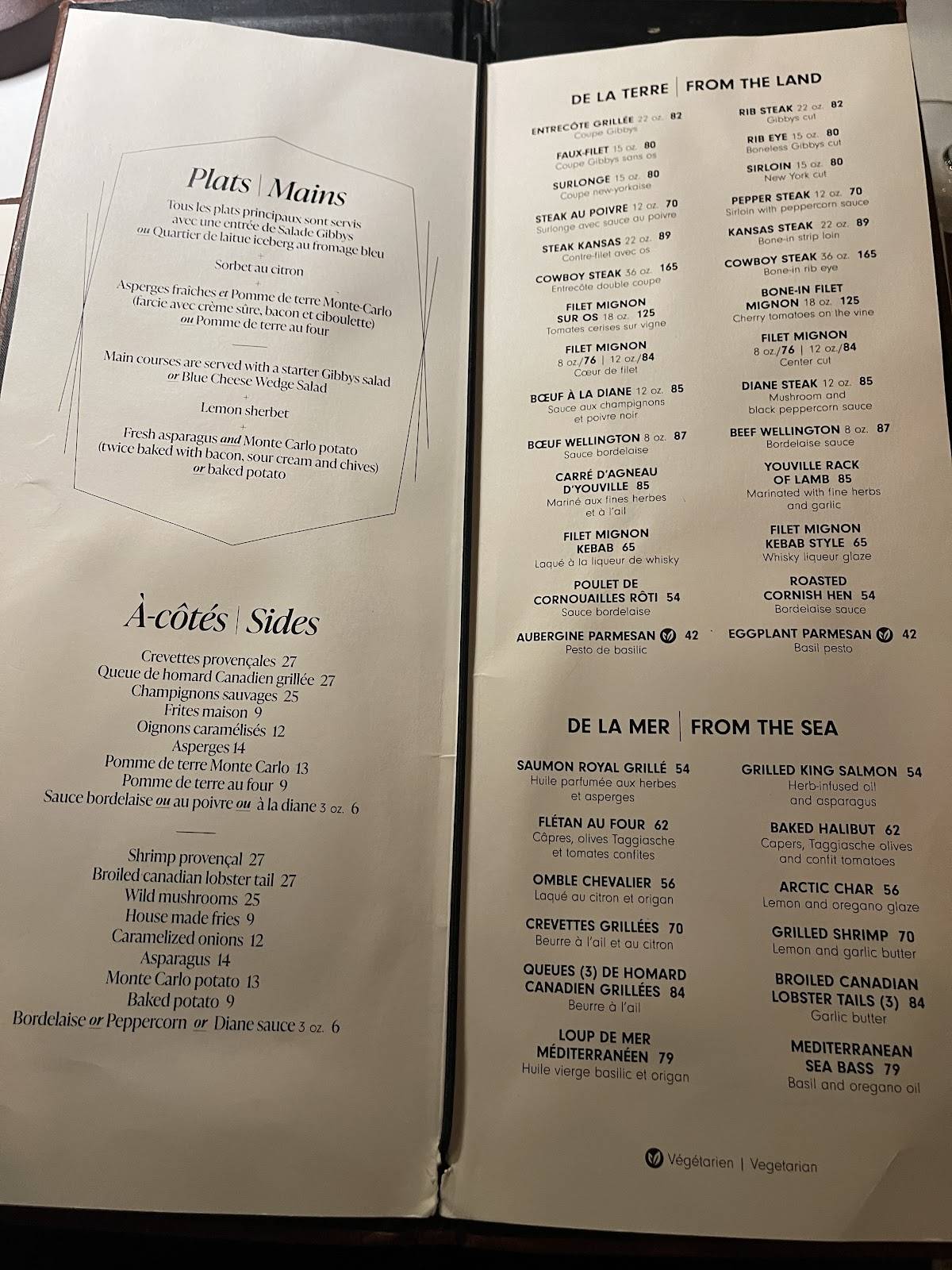 Menu de Gibbys