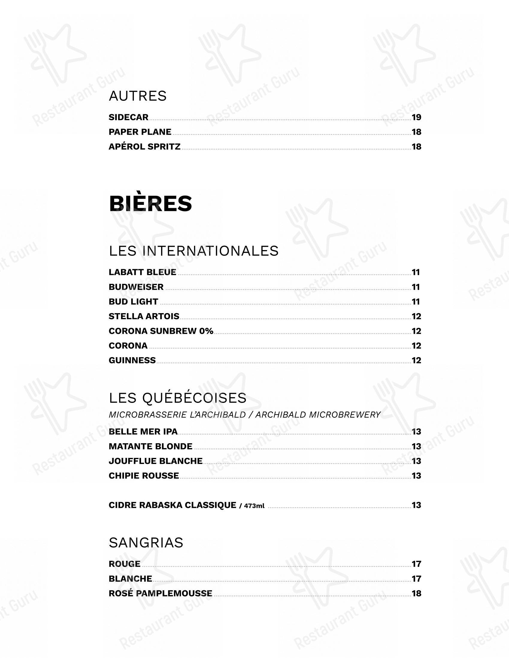 Основное меню pour Gibbys dans Montréal