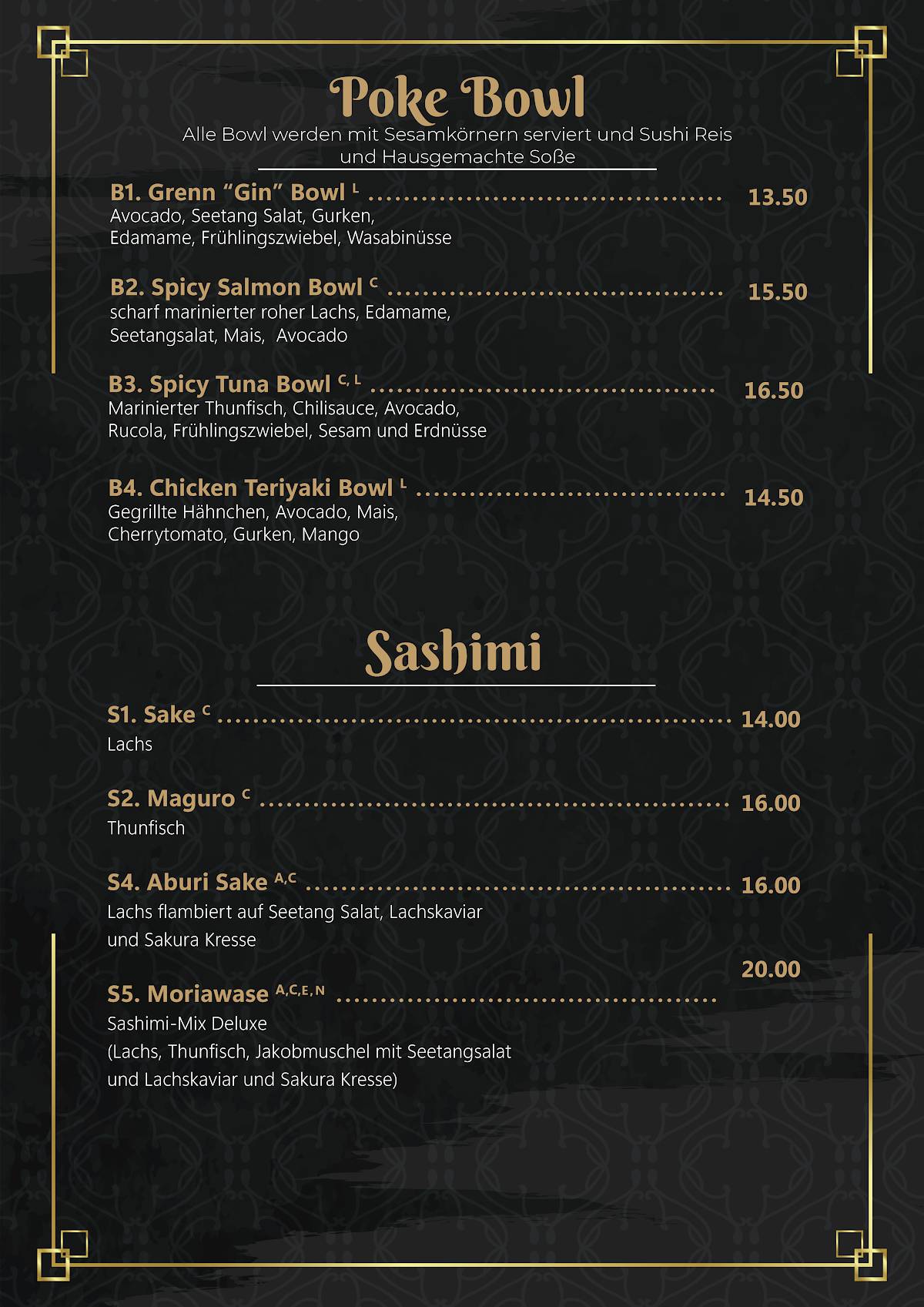 Menu de Gin Sushi & Bar