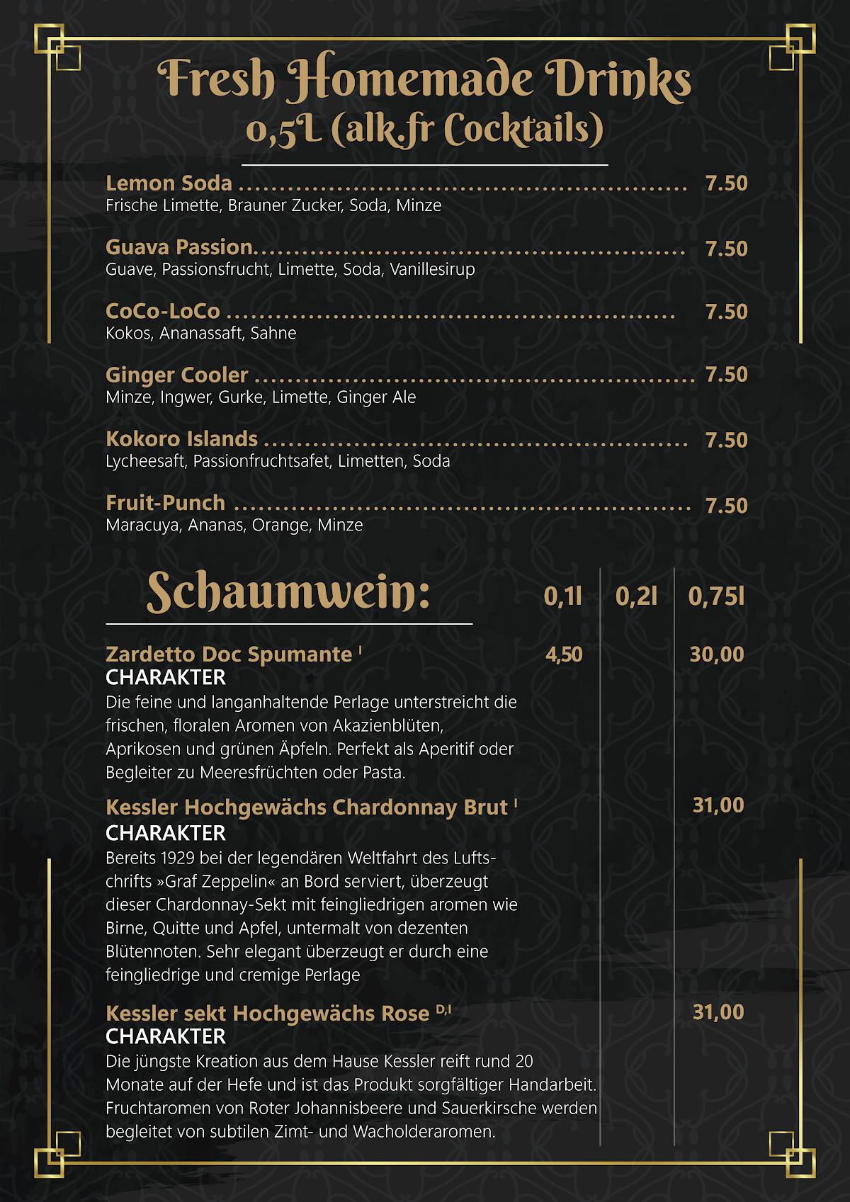 Menu de Gin Sushi & Bar