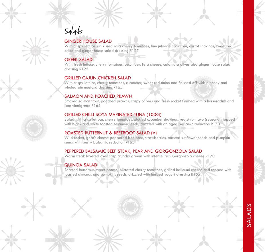 Menu de Ginger The Restaurant