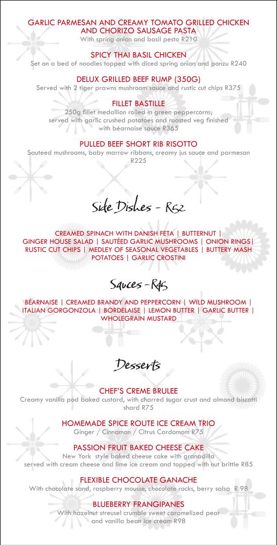 Menu de Ginger The Restaurant