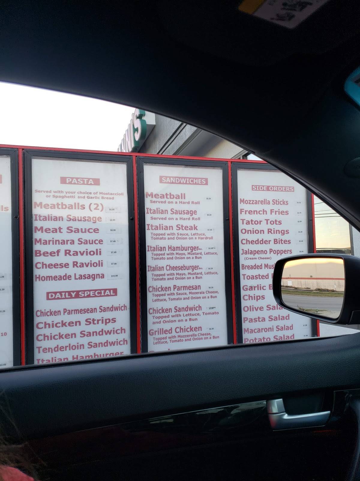 Menu at Giovanni's Italian Deli/Pasta restaurant, Gladstone