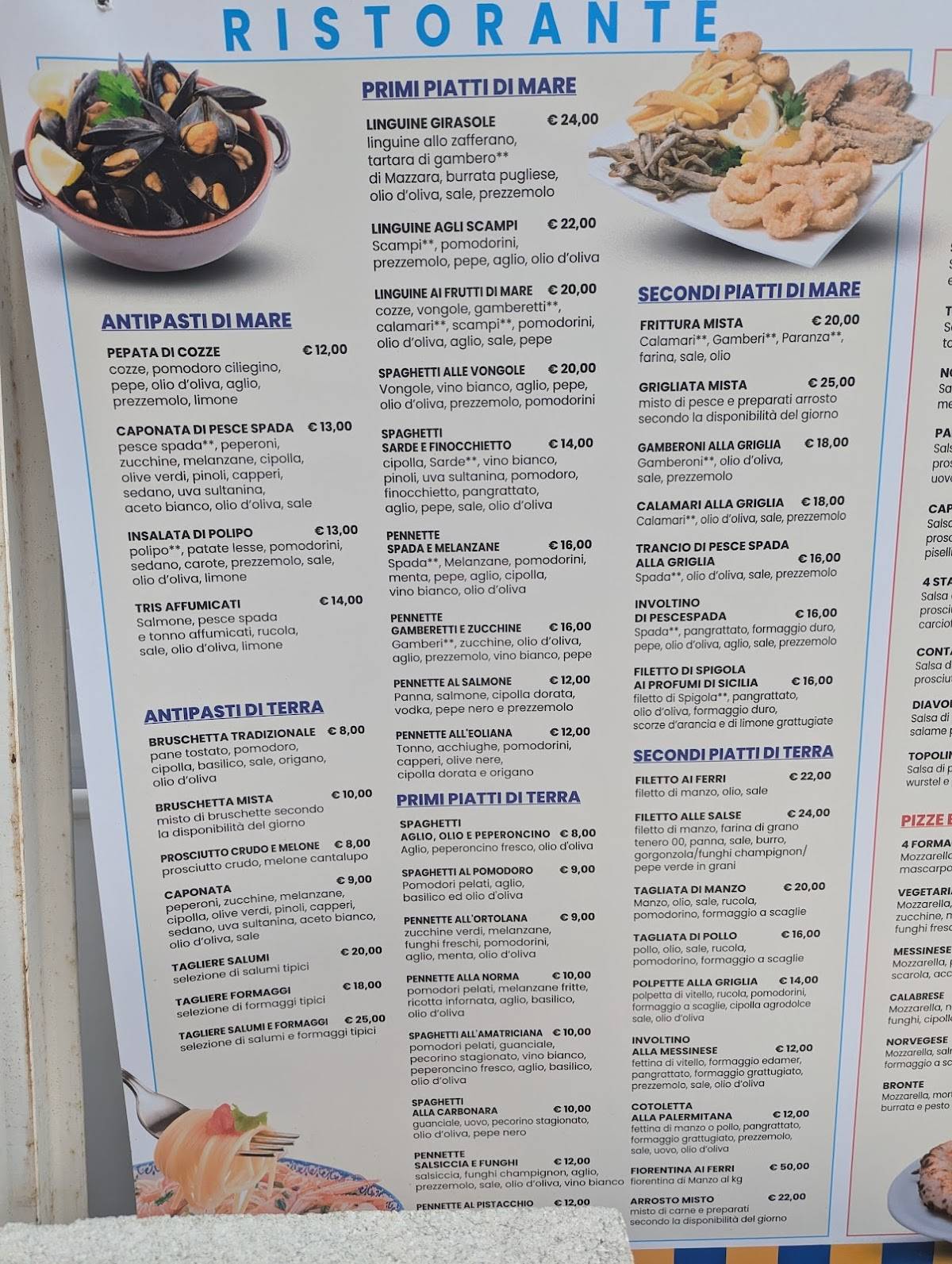 Menu di Girasole Lounge Bar Lido e Spiaggia Attrezzata 