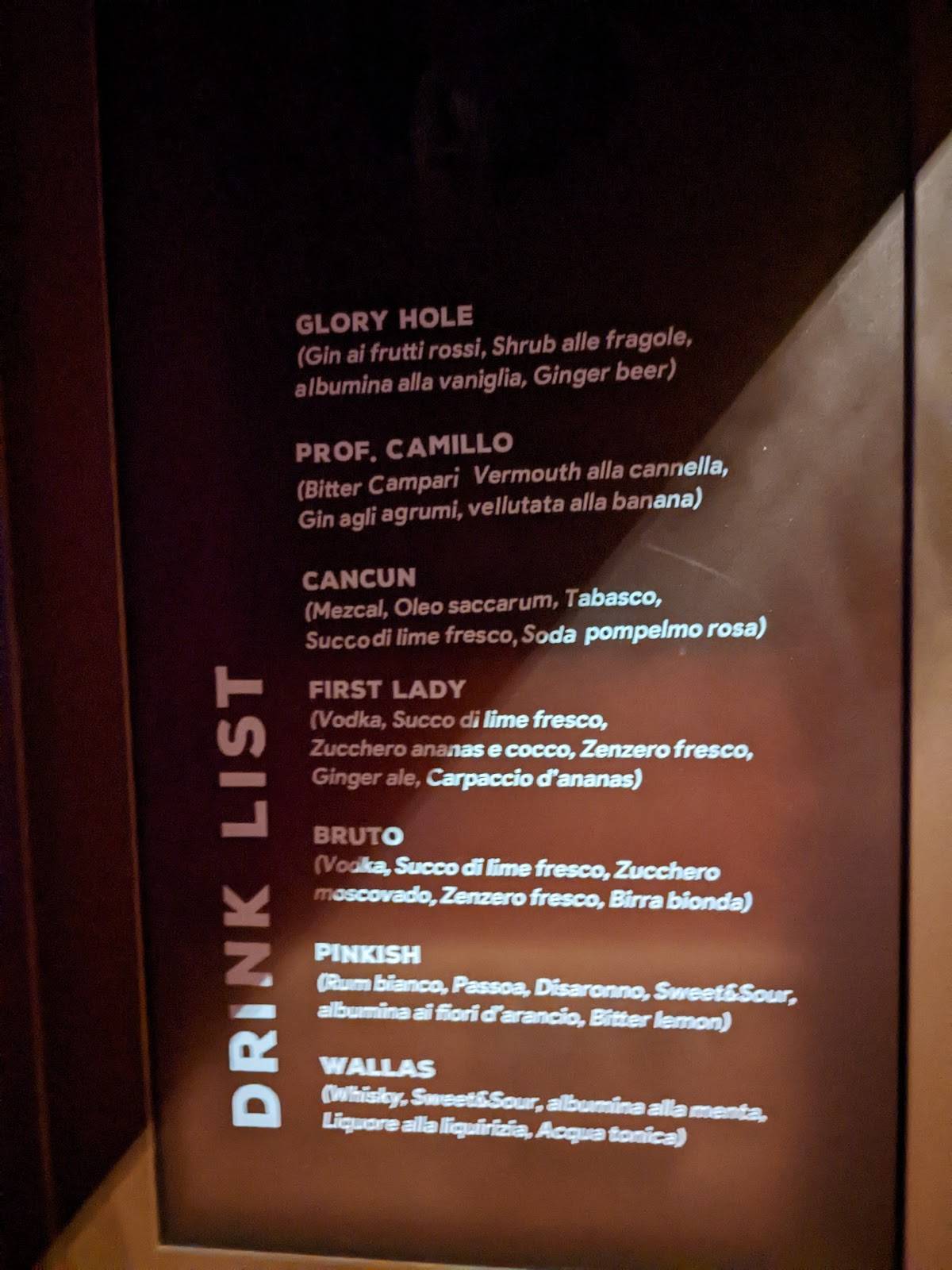Menu di Glory Hole 