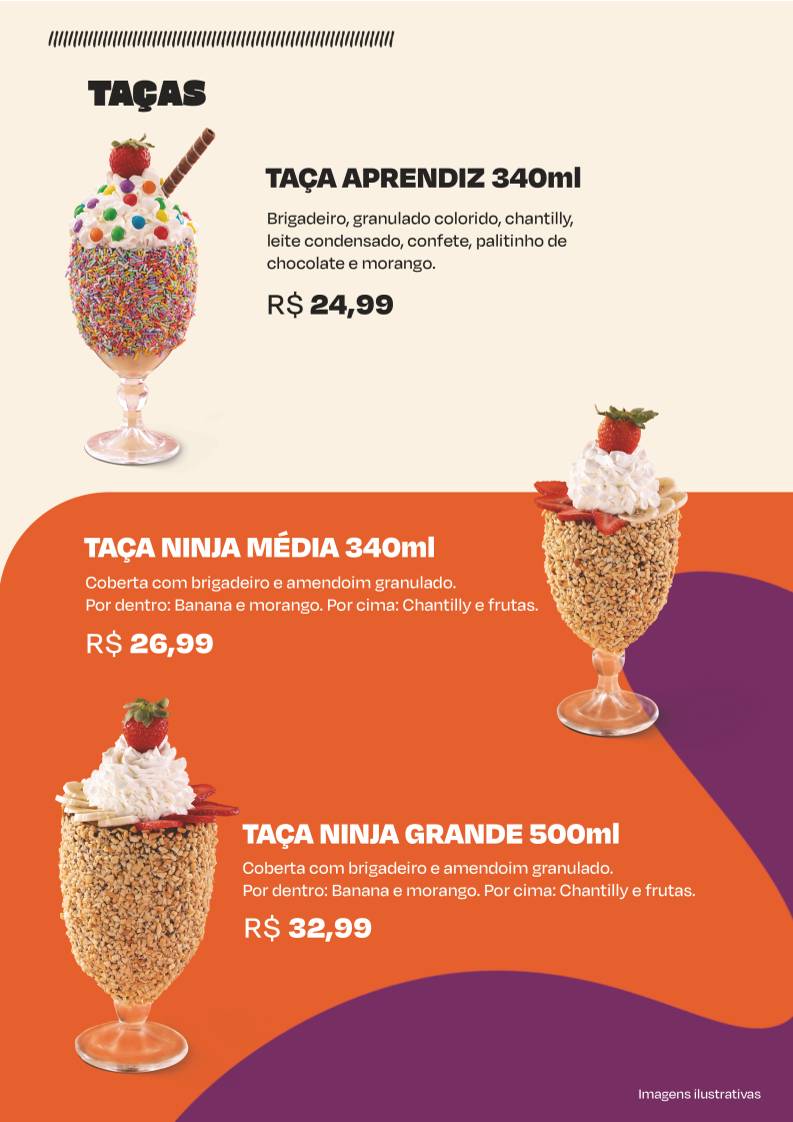 Açaí do Ninja Parque Amazônia cardápio