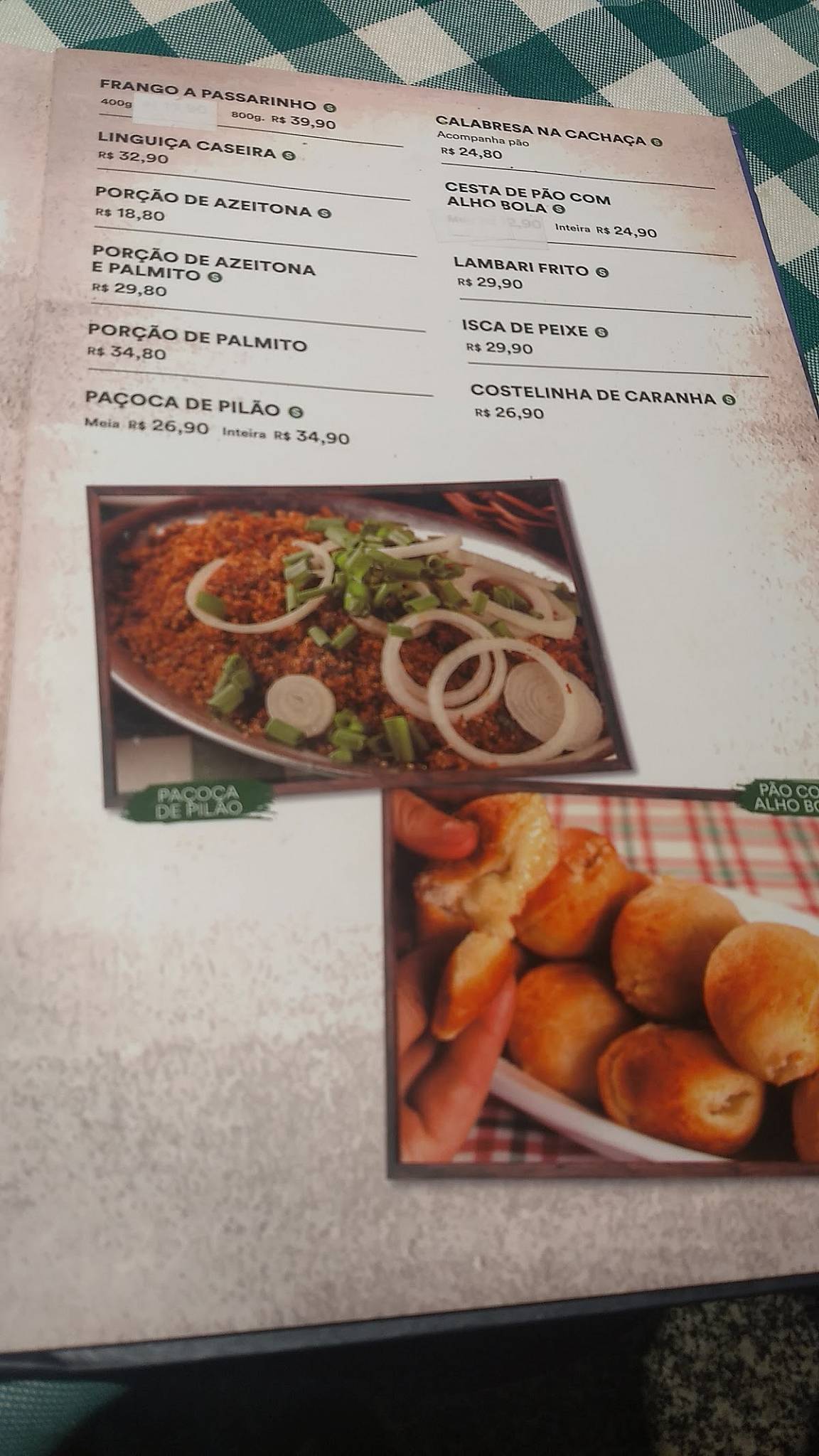 Buteko do Chaguinha cardápio