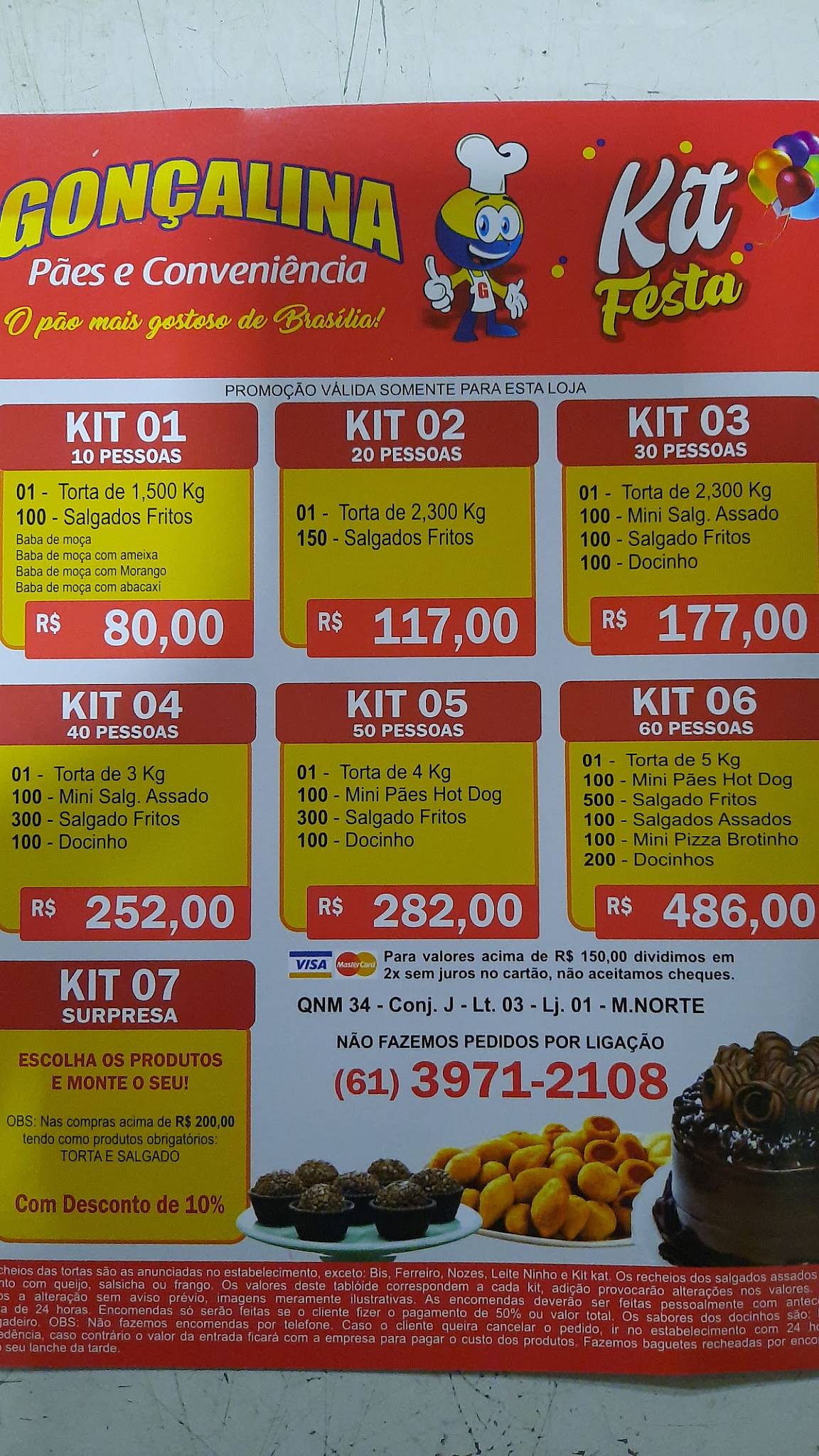 Gonçalina Pães e Conveniências cardápio