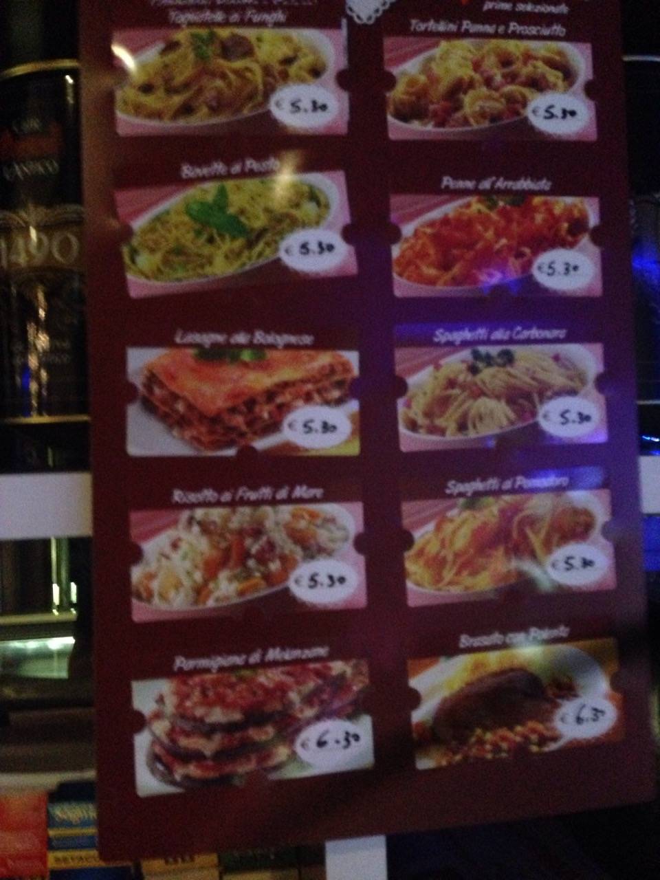 Menu di Gran Caffè 2000...BAR 