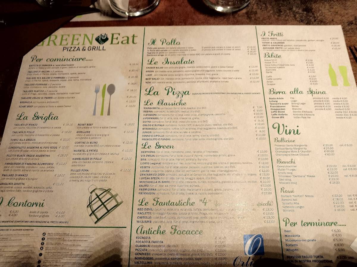 Menu di Green Eat 