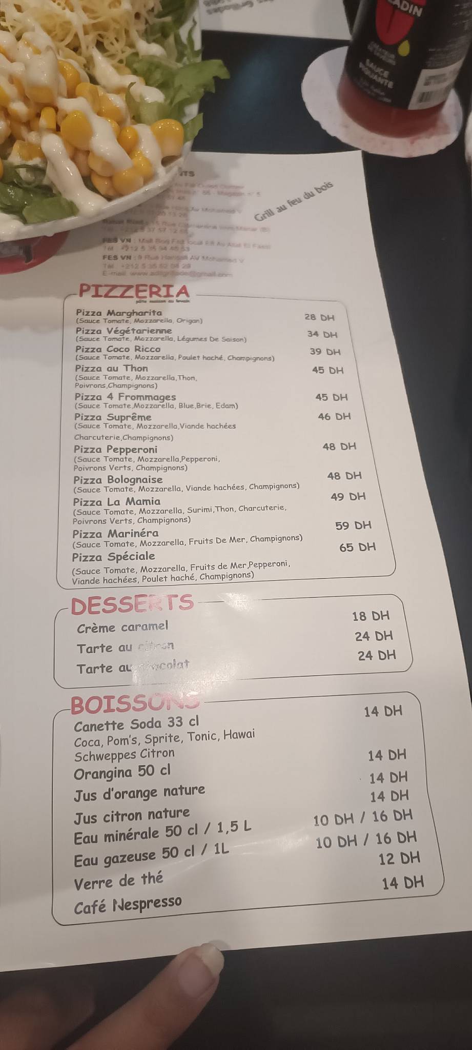 Menu de Grillade Adil