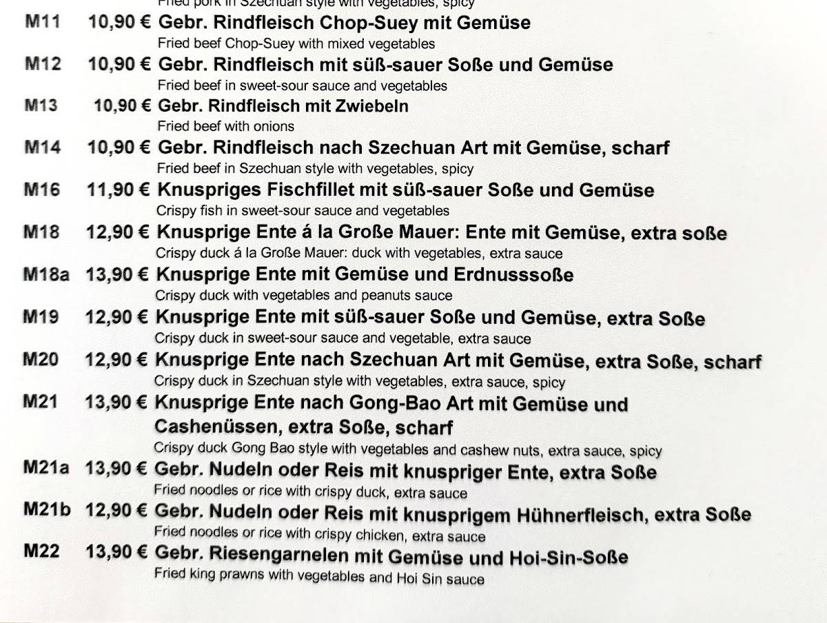 Menu de Große Mauer China Restaurant - Rheinfelden (Baden)