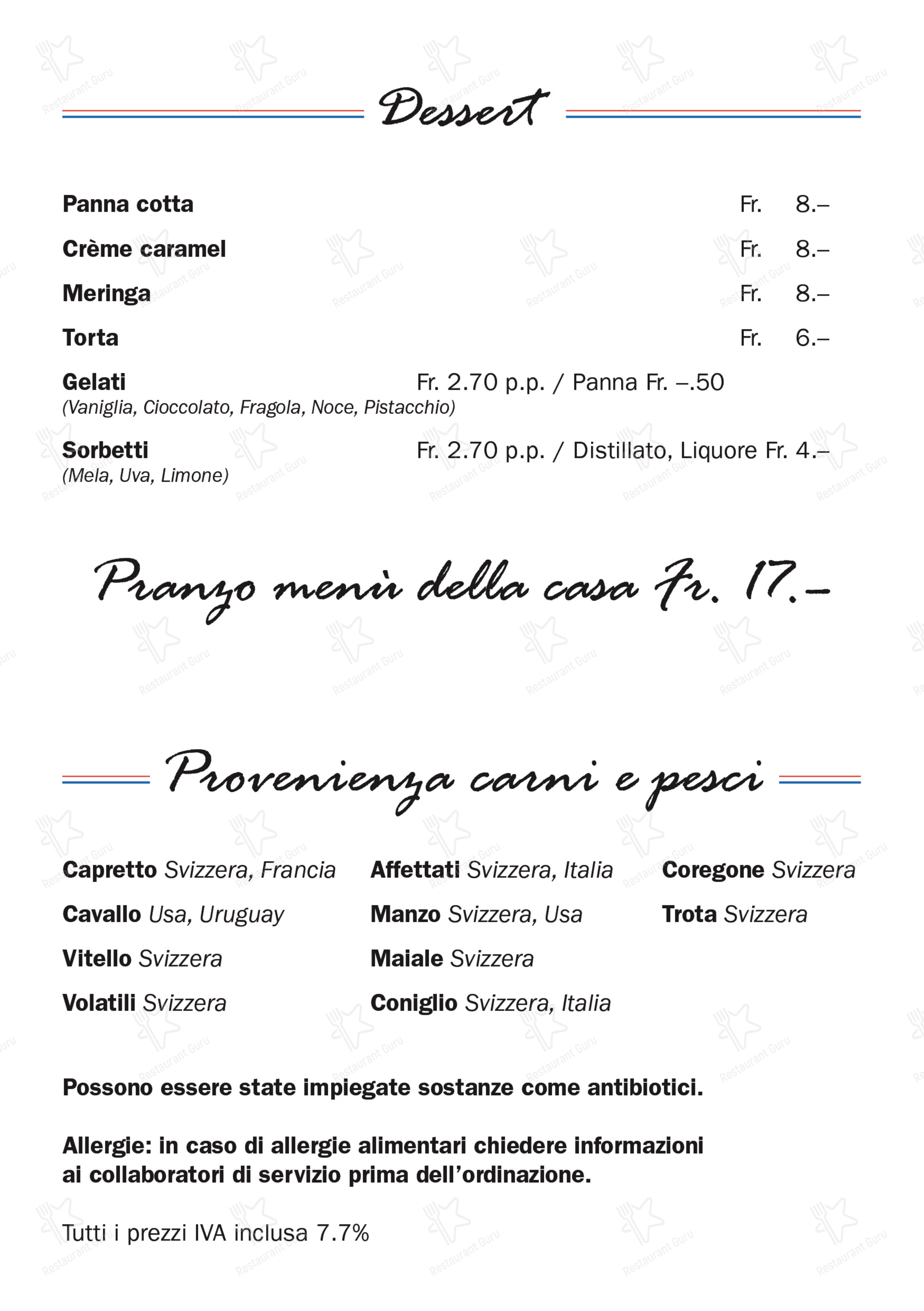 Ночное меню per Grotto Raffael in Losone