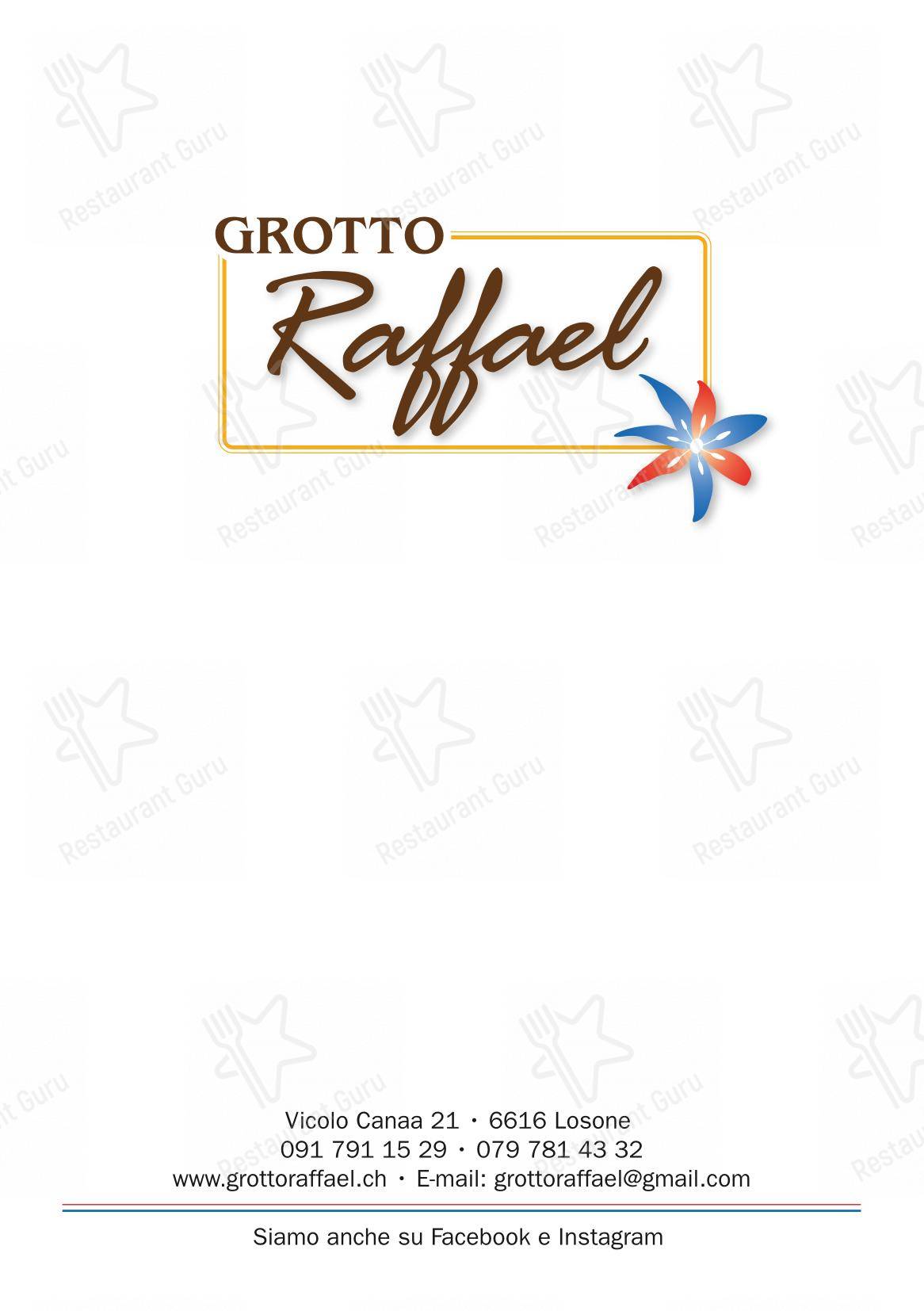Grotto Raffael in Losone - 菜单
