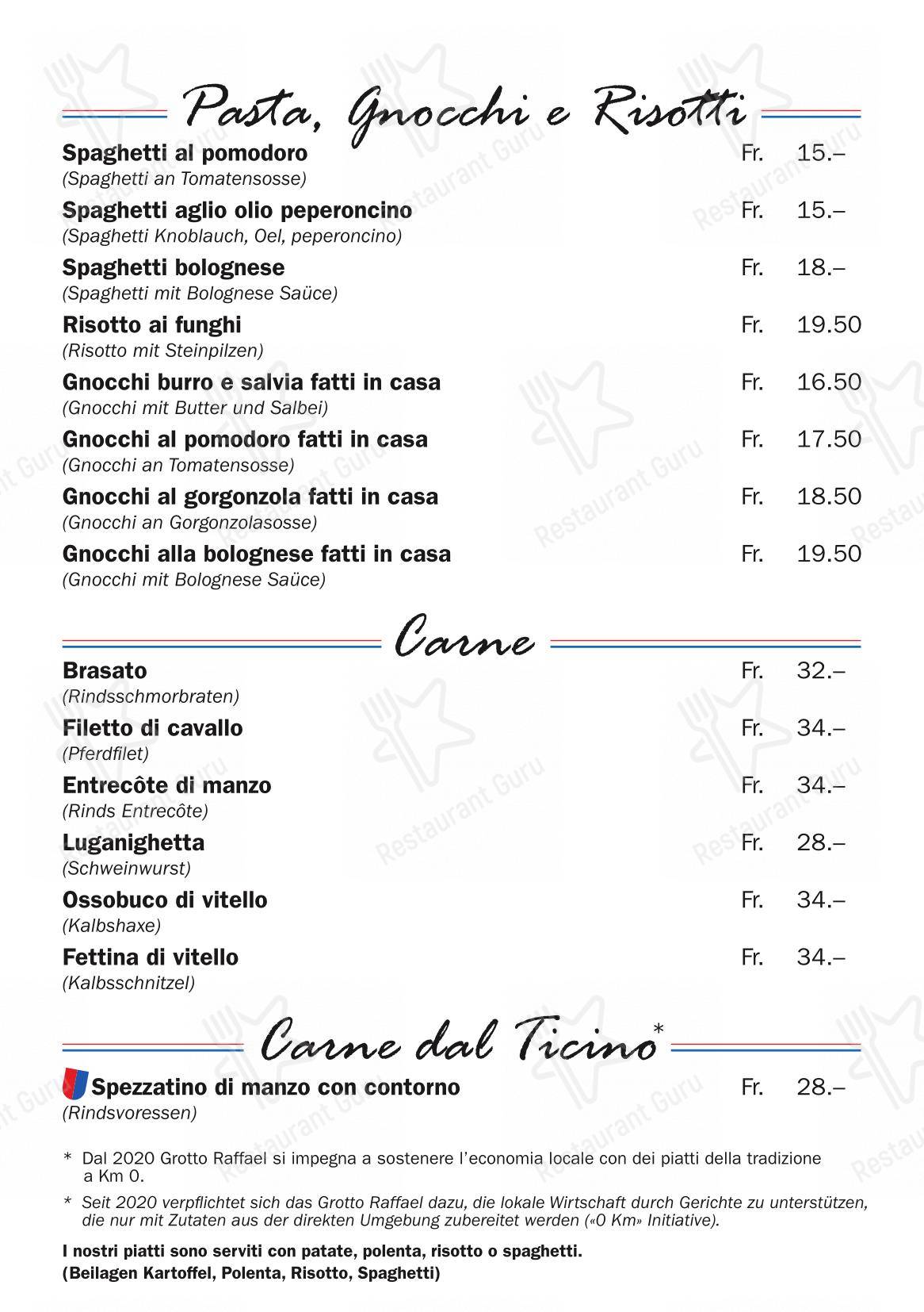 Menu di Grotto Raffael - Детское