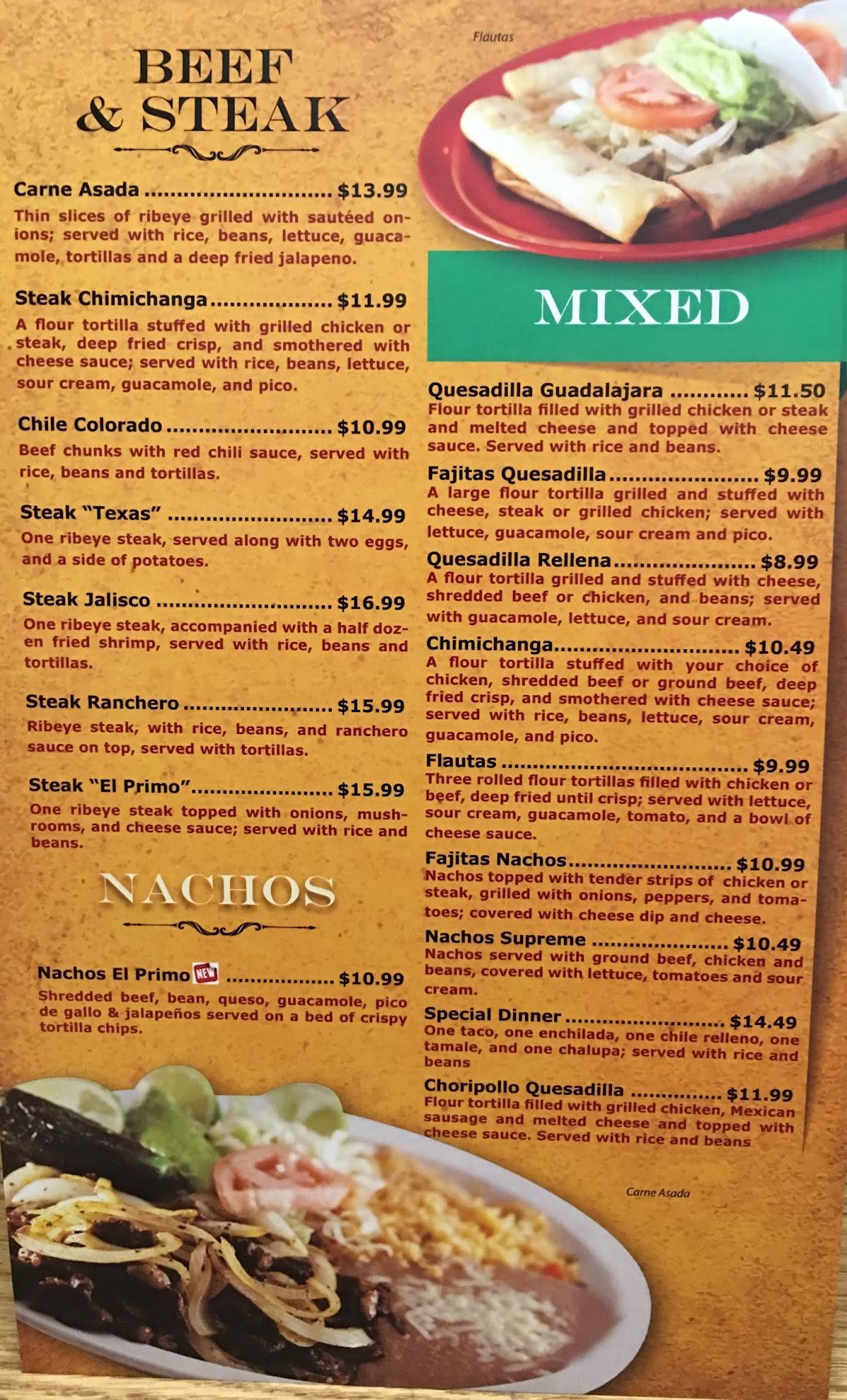 Menu at Guadalajara Mexican Restaurant, Ankeny