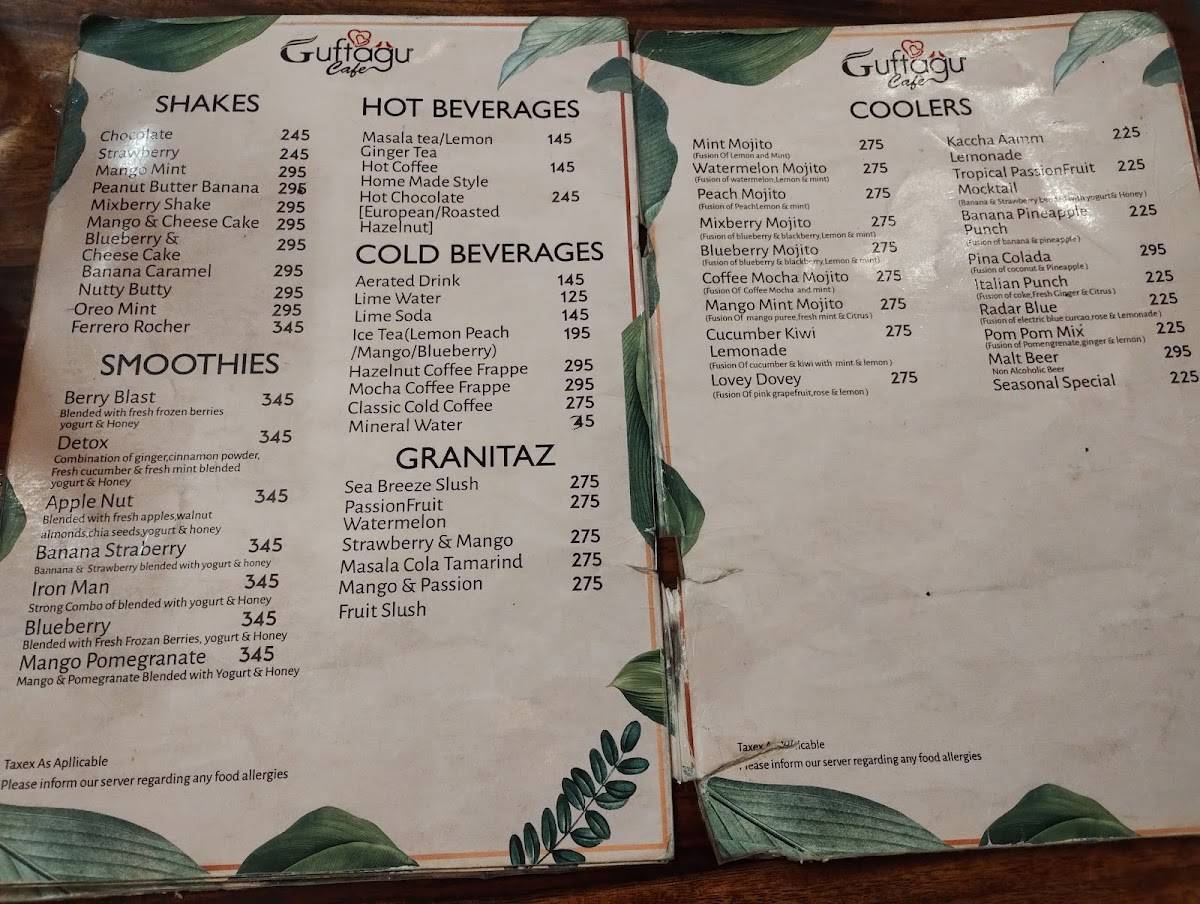 Guftagu Cafe menu