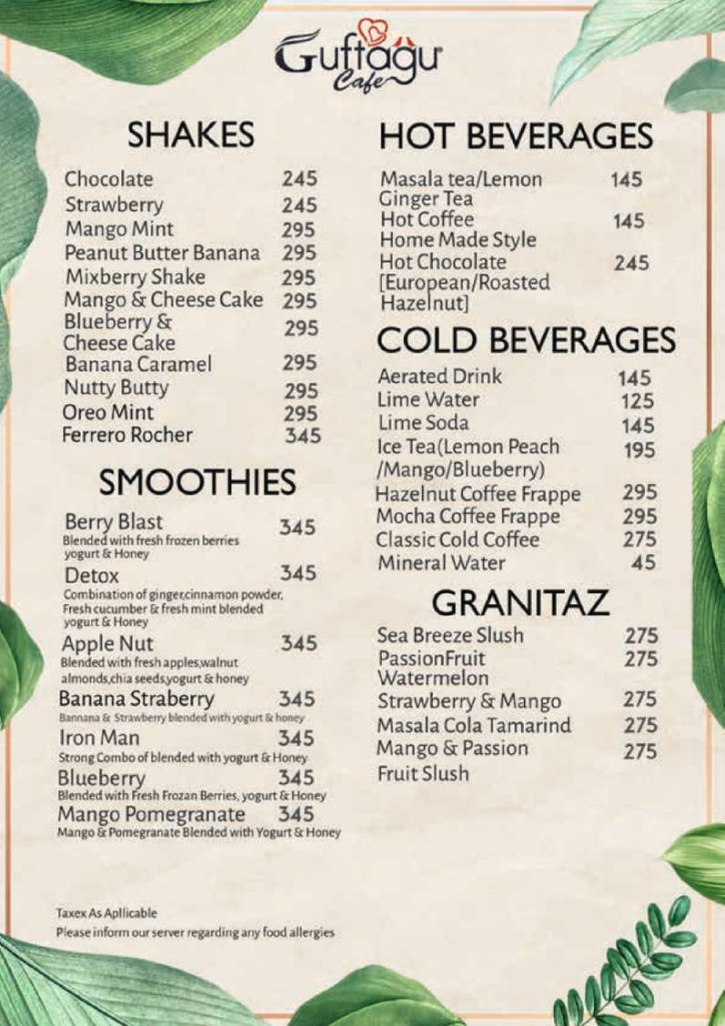 Guftagu Cafe menu