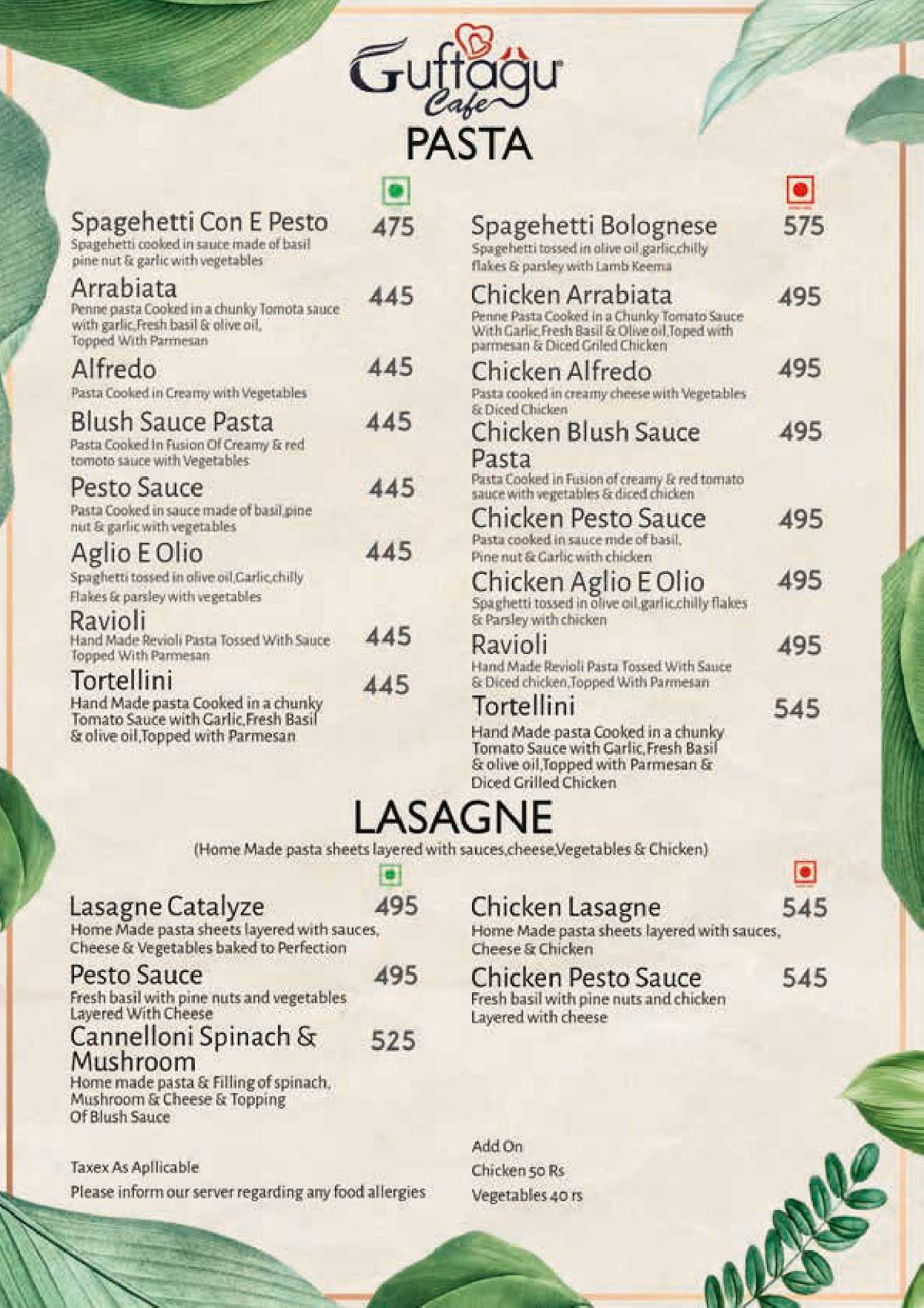 Guftagu Cafe menu